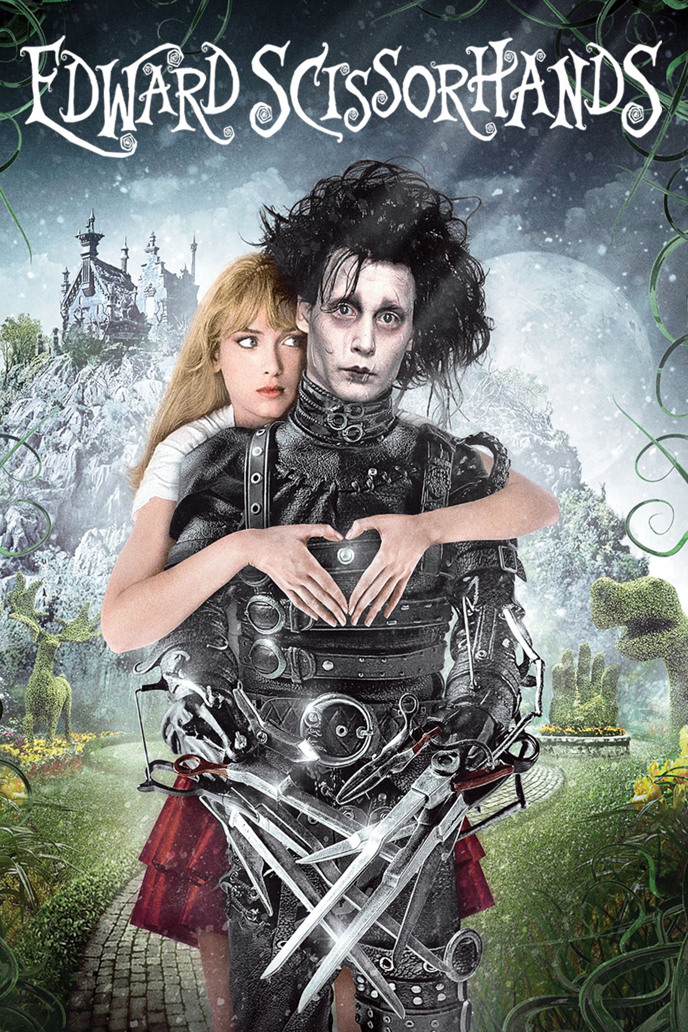 Edward's creator did not finish his hands; instead, he has metal scissors for his hands. Peg discovered him, welcomed him, and received him as one of her own.