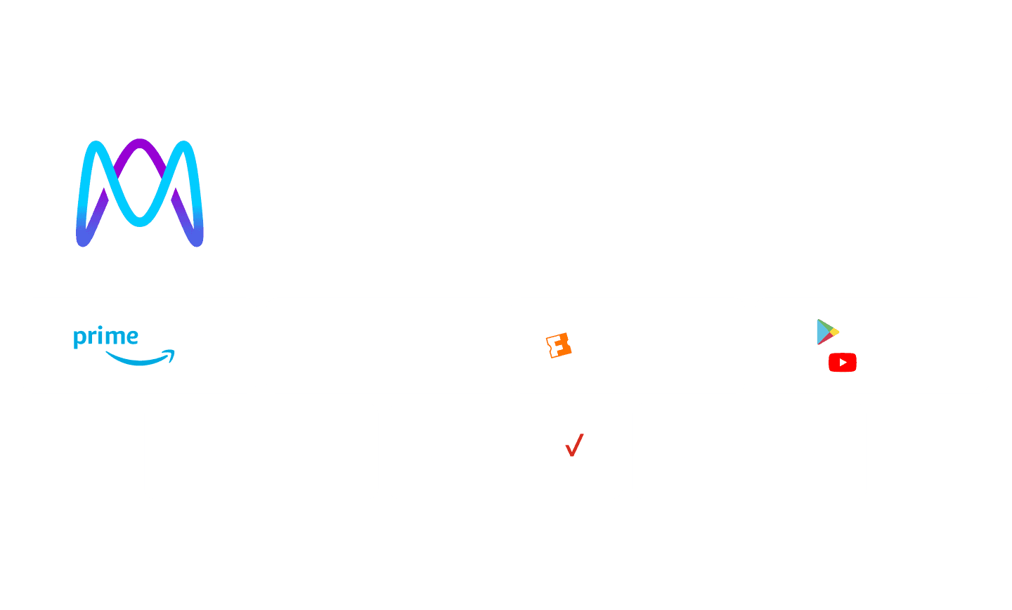 Movies Anywhere logo with participating digital retailers Apple TV, Prime Video, Fandango, Google Play/YouTube, Xfinity,  Verizon Fios TV, DIRECTV.